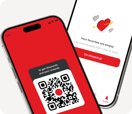 App for a retail network, loyalty card, promotional catalog